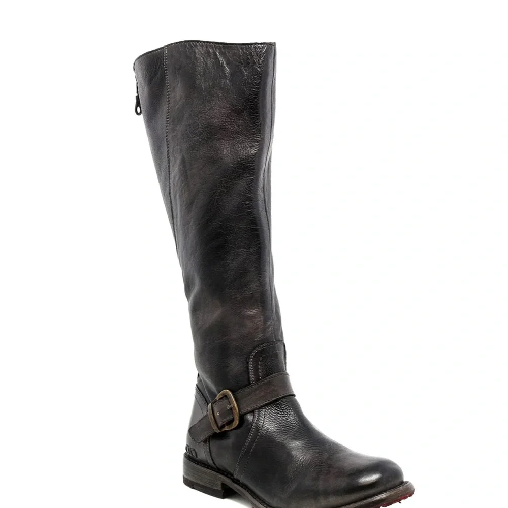 BED|STU Glaye Women's Black Rustic Brown Leather Tall Boots - Picture 3 of 6